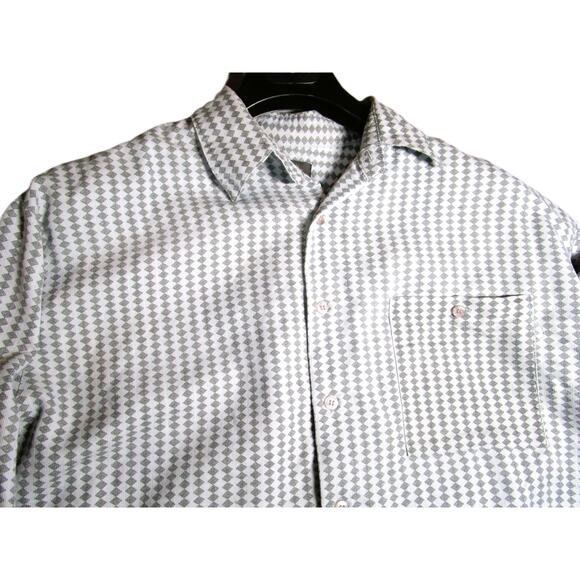 Urban Works Men's Button-Down Shirt Gray with Black Diamonds Pocket Size Large - Picture 3 of 8